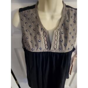 Sherpa Womans "Maya" Blue Embroidered Sleeveless Top UPF +50 Size XL Adventure